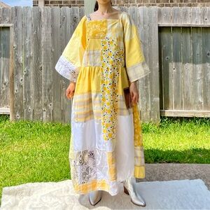 Earth-Toned | Handmade Quilted Patchwork Dress SKU 05216 One Size Fits All